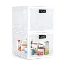 Large Medicine Lock Box, 2 Pack Clear Lock Box for Refrigerator, Lockable Sto...