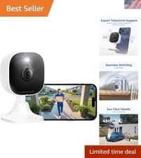 WiFi-enabled 4MP Security Camera with Audio, Night Vision & Custom Viewing Angle