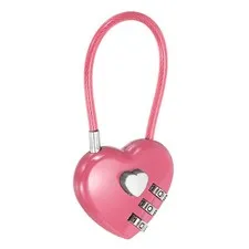 Combination Padlock (4.3 Inch, Pink), 3-Digit Heart Shaped Combo Padlock