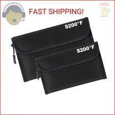 GQIRIL Fireproof Document Money Bag - 2 Pack 5200°F Fire Proof Waterproof Safe P
