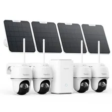 REOLINK 4K Solar Security Cameras Wireless Outdoor 4-Cam Kit White, White