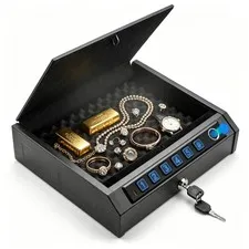 Biometric Fingerprint Small Safe Box Keypad Lock Box for Cash Money Home Office