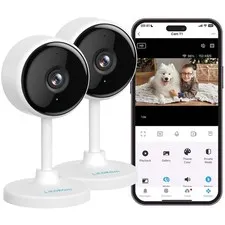 2K Indoor Home Security Cameras with Night Vision, 2 Pack