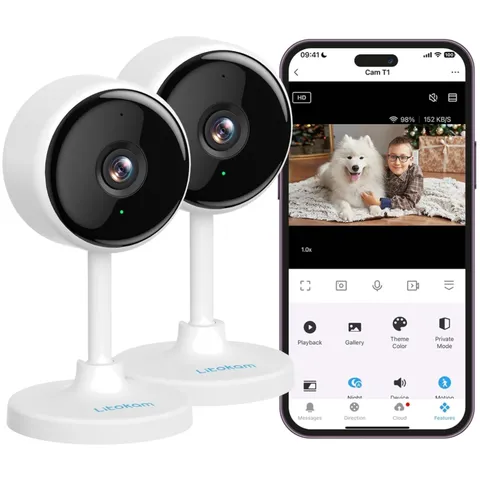 2K Indoor Home Security Cameras with Night Vision, 2 Pack