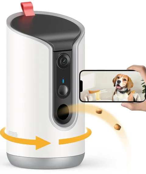 TKENPRO 2K Pet Camera Treat Dispenser, 360°View Dog Camera with Phone App, 5G...
