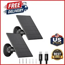 2W Solar Panel for Security Cameras USB-C Black 2 Pack with Adjustable Mount