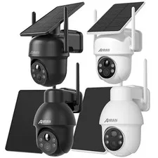 5MP Wireless Security Camera System Outdoor Pan/Tilt WiFi Solar Battery Powered