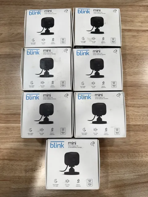 Lot Of 7. Blink Mini Indoor 1080p Wi-Fi Security Camera BCM00300UB - Black.