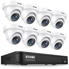 8-Channel DVR Home Security System with 8-Wired 1080P FHD Outdoor Dome Cameras,