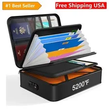 Portable Fireproof Document Box with 3-Digital Lock - 16.1'' x 11.4'' x 4.3''