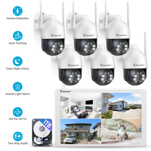 JENNOV 5MP PTZ WiFi Security Camera System 10CH NVR Outdoor Motion Detection