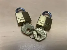 Master Padlock Brass Miniature Padlock Suitcase Luggage Locks -2 New Keyed Alike