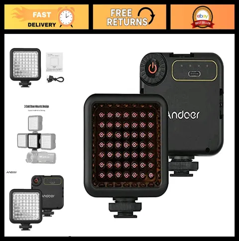 Mini IR Night Vision Light for Video Camera - Rechargeable, 3 Cold Shoe Mounts,