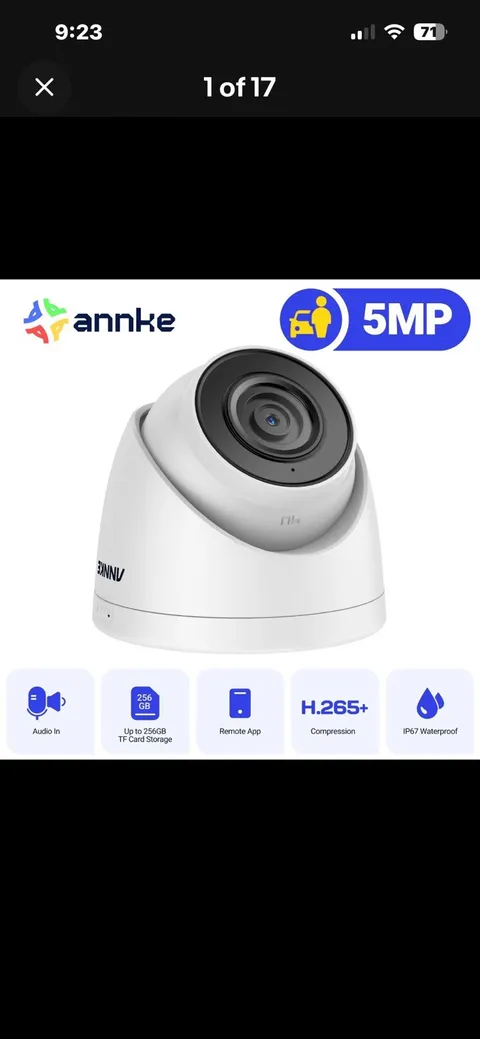 ANNKE 5MP PoE Security IP Camera With Audio Recording Outdoor IR Night Vision AI
