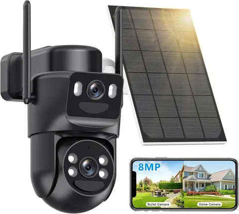 4K Solar Security Cameras Wireless Outdoor Battery Powered, 360°PTZ Linkage Sola