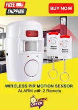 Wireless Motion Sensor Alarm Security Detector Indoor Outdoor Alert System