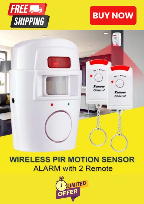 Wireless Motion Sensor Alarm Security Detector Indoor Outdoor Alert System
