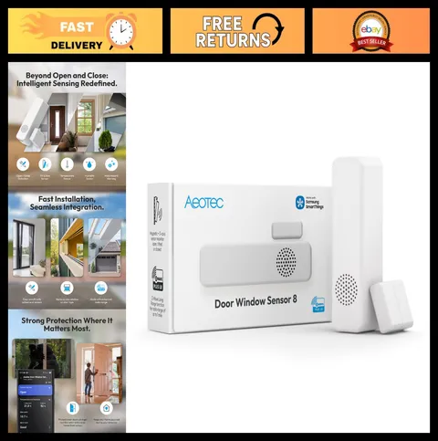 Z-Wave Door Window Sensor - Long Range, Open/Close, Temp & Humidity, Smart Home