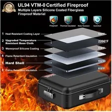 Secure Fireproof Document Box with Combination Lock