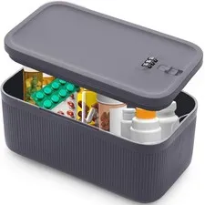 Medication Lock Box Small Lockable Storage Box with Combination Code Phone NEW
