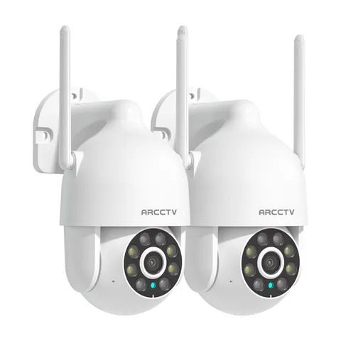 2 Pack Wireless Security Camera System 360° View Outdoor Color Night Vision IP65