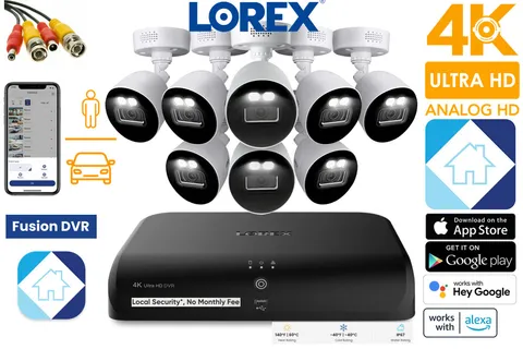 ⭐ Lorex Fusion DVR 4K 12-Channel 2TB Analog 8 Bullet Cameras Wired System ⭐