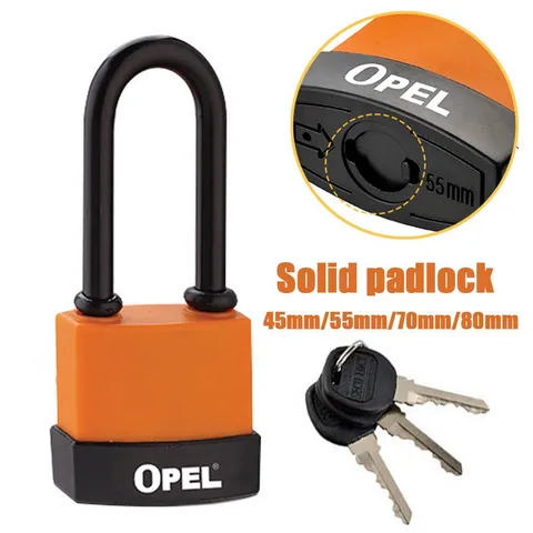 Heavy Duty Waterproof Padlock with Keys Orange Long Shackle Anti-Cut Metal Lock