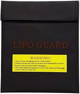 Jumbo Fire Resistant Lipo Battery Bag for Safe Charging & Storage (Black, 30 × 2
