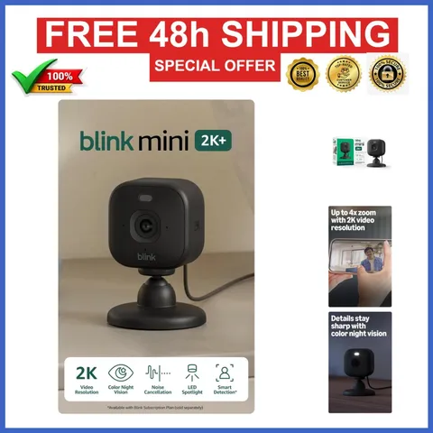 Blink Mini 2K+ Indoor Security Camera - 2K Resolution, Night Vision