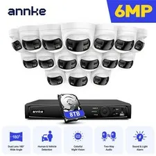 ANNKE 12MP 16CH NVR 6MP POE Dual Lens Color Security Camera System Two Way Audio