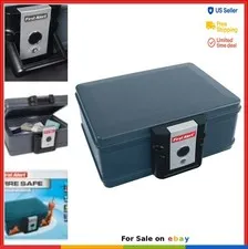 Fireproof Safe 0.17 Cubic Feet Key Lock for Documents Jewelry Portable