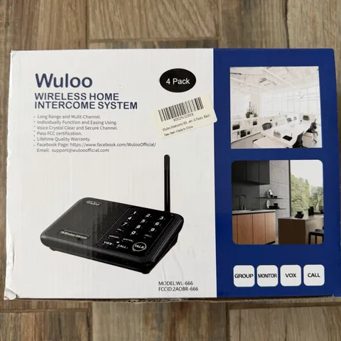 Wuloo WL-666 Wireless Home Intercom System 4-Pack w/ AC Adapter & Power Cable