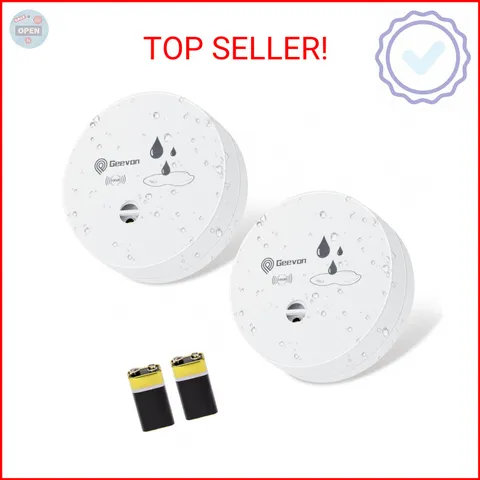 Geevon 2 Pack Water Leak Detectors, 100dB Water Sensor Alarms Flood Detector for