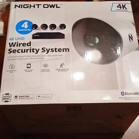 Night Owl 4K Wired BNC CCTV System -4 Cam 4CH - 1TB DVR - Bluetooth - Spotlights
