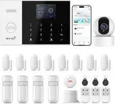 Home Security Systems,22Piece Wifi+Gsm/4G with 2K HD Camera Wireless Home Alarm
