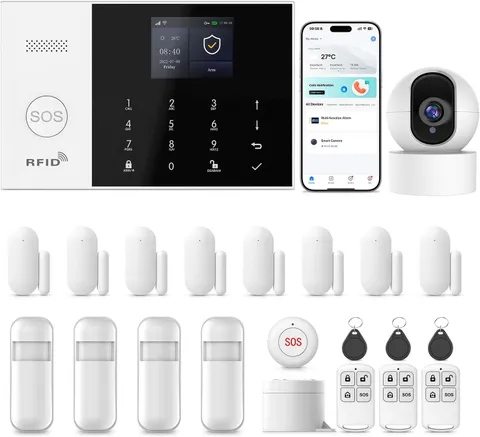 Home Security Systems,22Piece Wifi+Gsm/4G with 2K HD Camera Wireless Home Alarm