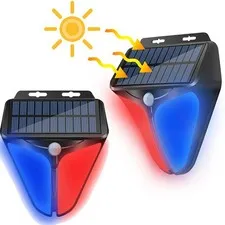 2x Solar Alarm Strobe Light Motion Sensor Lamp Waterproof Sound Security Outdoor