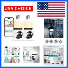Hawkray Light Bulb Security Camera, 2 Pack, 2.4GHz & 5GHz Dual Band WiFi, 2K ...