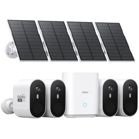 Solar Security Cameras Wireless Outdoor, 4-Cam Kit, 2K QHD Home Security Syst...