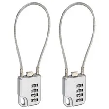 4-Digit Combination Padlock with Coated Steel Wire Rope (7.9 Inch, Grey) (2Pcs)