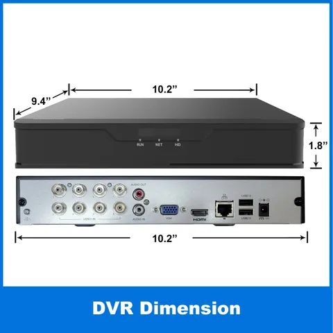 1PV DVR NVR1080P HD 8 Channel H.265 TVI/AHD/CVI/Analog/ 2TB HDD