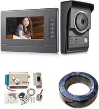 Video Intercom System, 7 Inches Monitor Video Doorphone Doorbell System, + Elect