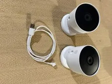 Google Nest Security Indoor Outdoor Cameras G3AL9 (Snow) 2-Pack no box tested!