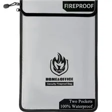 2 Pockets Fireproof Document Bag , Protect Values From Fire