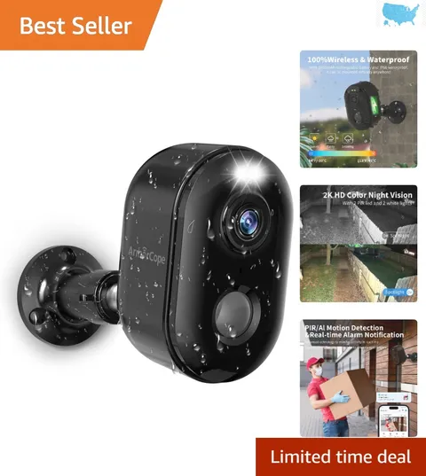 Wireless 2K HD Outdoor Security Camera - Battery Powered with Night Vision