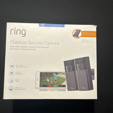 2 Ring Gen 1 Outdoor Security Kit HD Stick up Cam Cameras w/2 Solar Panels