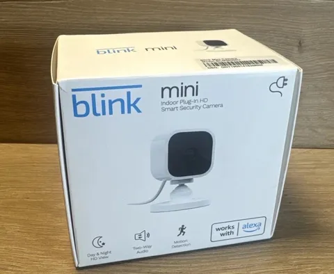 Blink Mini Compact Indoor Plug-In Smart Security Camera 1080p HD SEALED New