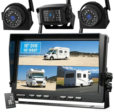 ZEROXCLUB 1080P Wireless Backup Camera System 10 Inch, Carbon Black+Sliver