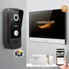 HOMSECUR 10 inch Big Screen Monitor Intercom System Set With Outdoor Bell Camera