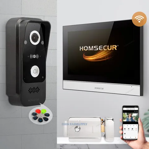 HOMSECUR 10 inch Big Screen Monitor Intercom System Set With Outdoor Bell Camera